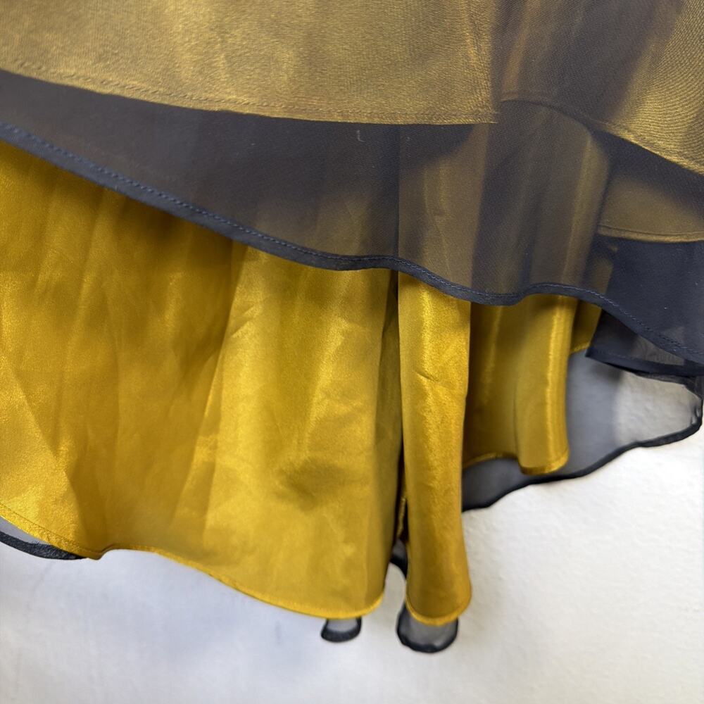 Vintage Victorias Secret Mustard Slip Dress Black Sheer large festival victorian - Picture 3 of 14